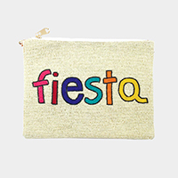 fiesta Seed Beaded Message Clutch / Crossbody Bag