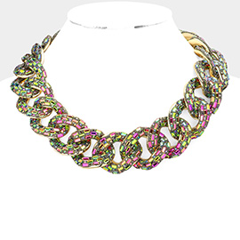 Stone Embellished Chunky Chain Necklace