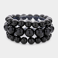 3PCS - Stackable Pearl Stretch Bracelets