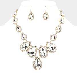 Teardrop Stone Link Evening Necklace
