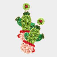 Beaded Cactus Dangle Earrings