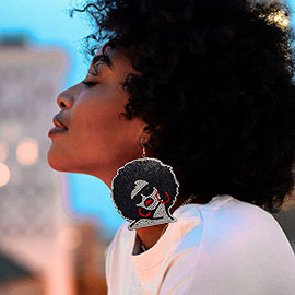 Oversized Faux Leather Back Bling Afro Dangle Earrings