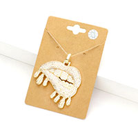 CZ Lips Pendant Necklace