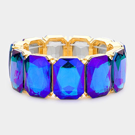 Emerald Cut Stone Stretch Evening Bracelet