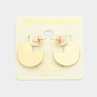 14K Gold Dipped Abstract Metal Round Earrings