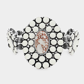 Squash Blossom Natural Stone Accented Stretch Bracelet