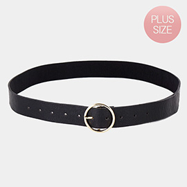 Open Metal Circle Buckle Faux Leather Belt