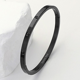 Stainless Steel Crystal Embellished Bangle Bracelet