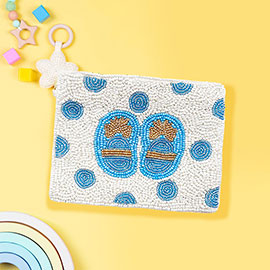 Baby Shoes Seed Beaded Mini Pouch Bag
