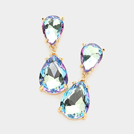 Double Teardrop Link Dangle Evening Earrings