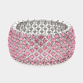 Round Rhinestone Crystal Evening Stretch Bracelet 