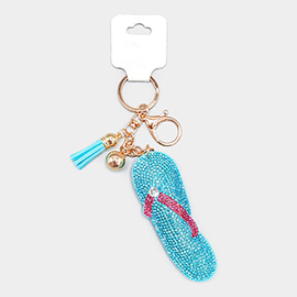 Bling Flip Flop Tassel Keychain
