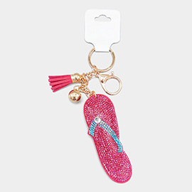 Bling Flip Flop Tassel Keychain