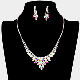 Marquise Stone Cluster Rhinestone Necklace