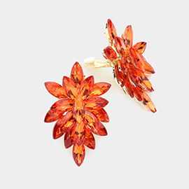 Marquise Crystal Cluster Clip on Evening Earrings