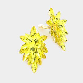 Marquise Crystal Cluster Clip on Evening Earrings