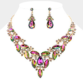 Marquise Stone Cluster Evening Necklace