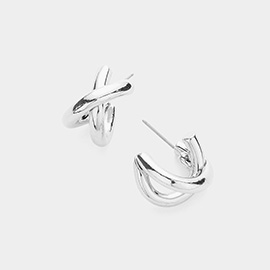 Metal Crisscross Hoop Earrings