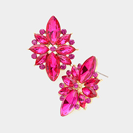 Marquise Crystal Floral Evening Earrings