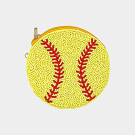 Seed Beaded Softball Mini Tote Bag