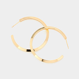 1.6 Inch Brass Metal Hoop Earrings