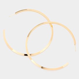 2.8 Inch Brass Metal Hoop Earrings