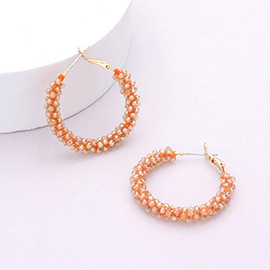 Faceted Beaded Hoop Earrings