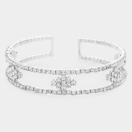 Rhinestone Marquise Accented Cuff Evening Bracelet
