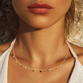  Gold Dipped Metal Triangle Station Necklace