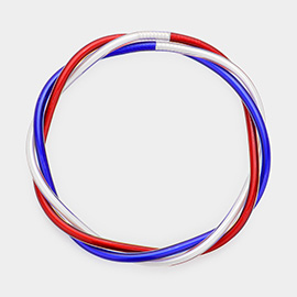 American USA Flag Triple Layered Jelly Tube Bangle Bracelet 