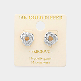14K White Gold Dipped Metal Knot Stud Earrings
