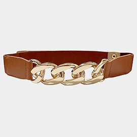 Metal Chain Link Accented Elastic Belt