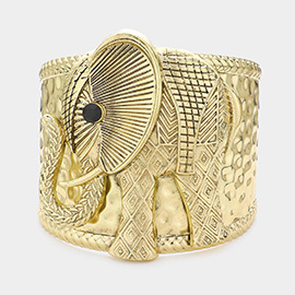 Bead Pointed Metal Elephant Cuff Bracelet
