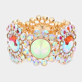 Round Stone Accented Stretch Evening Bracelet