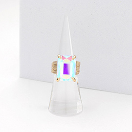 Emerald Cut Stone Adjustable Ring