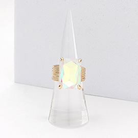 Emerald Cut Stone Adjustable Ring