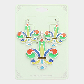 Colorful Fleur de Lis Pendant Set