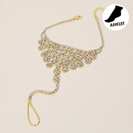 Rhinestone Net Toe Ring Evening Anklet
