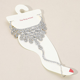 Rhinestone Net Toe Ring Evening Anklet