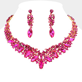 Marquise Stone Accented Evening Necklace