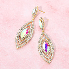 Marquise Stone Accented Dangle Evening Earrings