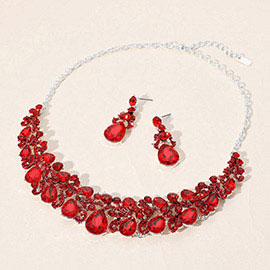 Teardrop Stone Accented Evening Necklace