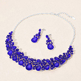 Teardrop Stone Accented Evening Necklace