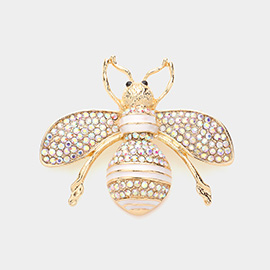 Rhinestone Embellished Honey Bee Pin Brooch
