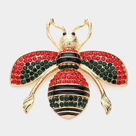 Rhinestone Embellished Honey Bee Pin Brooch