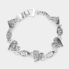 Jesus Message Ichthys Heart Link Magnetic Bracelet