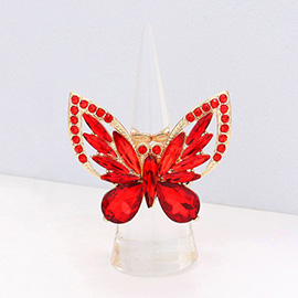 Multi Stone Embellished Butterfly Stretch Ring