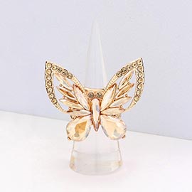 Multi Stone Embellished Butterfly Stretch Ring