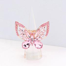Multi Stone Embellished Butterfly Stretch Ring