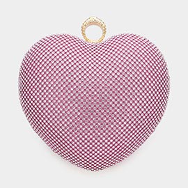 Rhinestone Embellished Heart Evening Clutch / Crossbody Bag